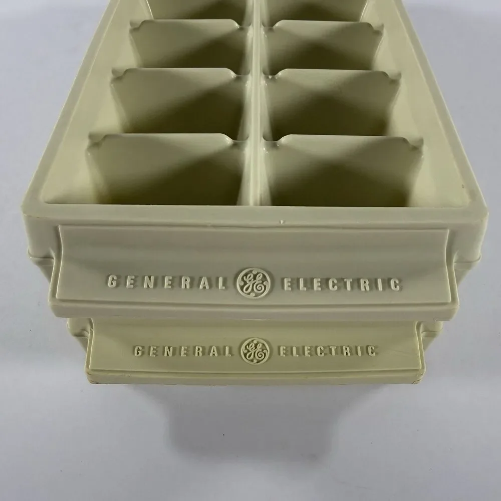 GE Ice Cube Trays BEIGE Set of 2 Stacking Vintage General Electric ~ READ